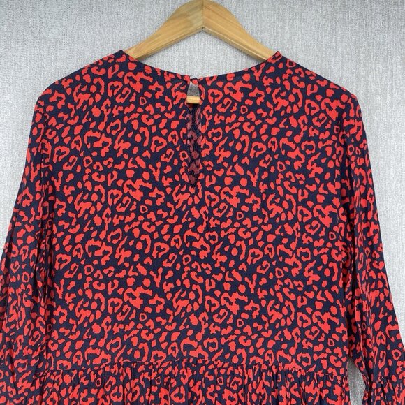 ZARA Dress Midi Oversized Animal Print Keyhole Back Long Sleeve Boho - Picture 10 of 14